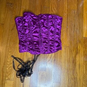 Magic Girl Purple Satin Lace Up Sexy Corset Lingerie Top Size Medium